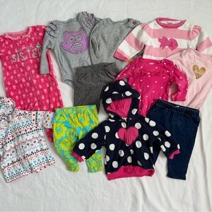 Baby Girl Clothing Lot 3-6 Months Bundle Sleepers Outfits Jackets Carter's